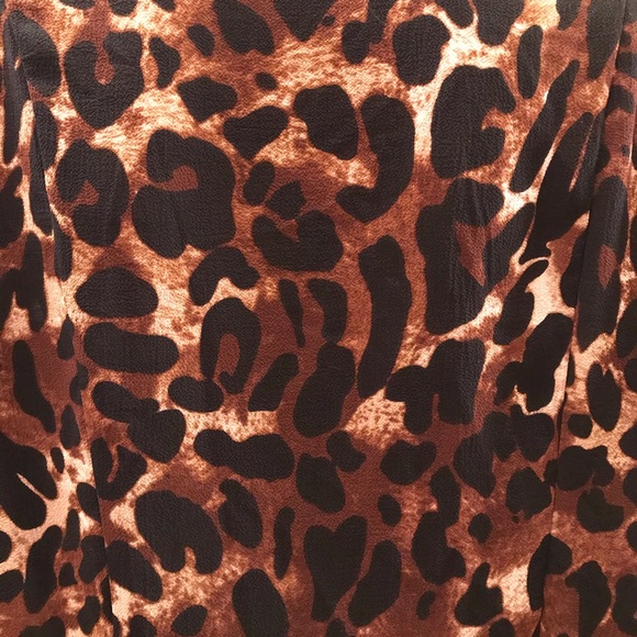 Rafaella Animal Print Tunic Top Womens Size Large Brown Black Faux Leather Trim - Picture 10 of 15